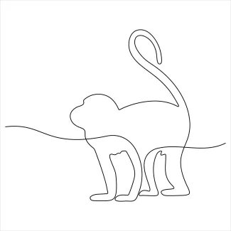 Monkey Wildlife Fauna "One Line Monkey Wildlife Drawing: A Minimalist Study of Agile and Playful Creatures"