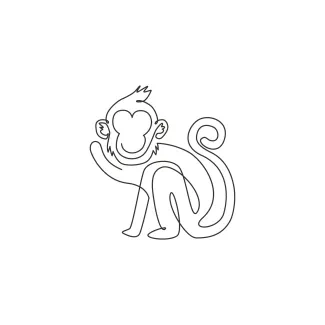 Walking Monkey "Minimalist Walking Monkey Sketch: A One Line Study of Motion and Wildlife Behavior"