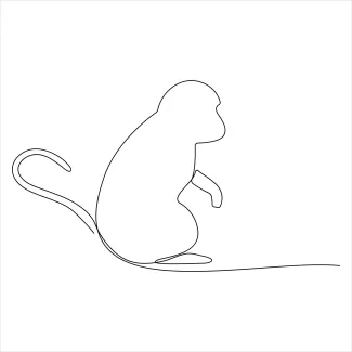 Monkey Wildlife Fauna "One Line Monkey Art: A Simplified Approach to Capturing Expressive Primate Forms"