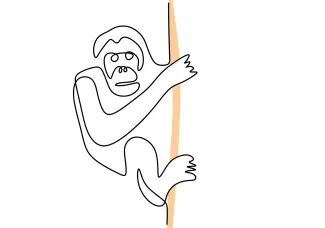 One-Line Climbing Orangutan Drawing: Learn Movement in Animal Art