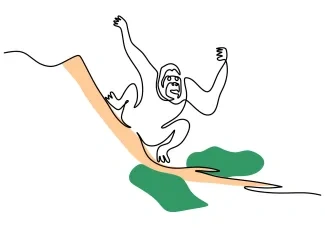 Happy Orangutan "Minimalist Happy Orangutan Sketch: A One-Line Study of Cheerful Primate Forms"