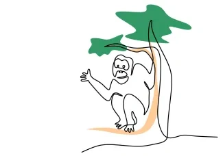 Sitting Orangutan "One-Line Sitting Orangutan Drawing: A Minimalist Approach to Gentle Primate Forms"