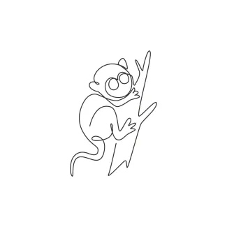 Tarsier "Minimalist Tarsier Drawing: A One Line Study of Unique and Agile Wildlife Creatures"