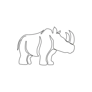 White African Rhinoceros "Continuous Line White Rhinoceros Sketch: Expressing Strength and Simplicity in One Artistic Stroke"