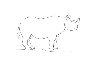 Rhinoceros "Minimalist Rhinoceros Drawing: Depicting Strength and Presence with One Line Art"