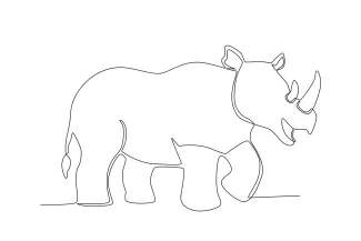 Two-Horned Rhino Two-Horned Rhino in One Line Drawing: Easy Practice with Bold Animal Shapes