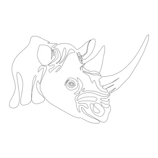 Rhino Head "One Line Rhinoceros Head Drawing: Illustrating Strength and Distinctive Features with Minimalist Art"