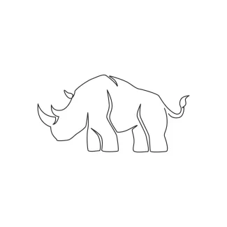Big African Rhinoceros "One Line Big African Rhinoceros Drawing: Depicting Strength and Presence with Minimalist Art"