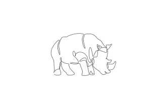 Giant African Rhinoceros "Minimalist Rhinoceros Drawing: Illustrating Strength and Presence in One Continuous Stroke"