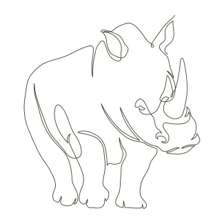 Wild Rhino "One Line Wild Rhinoceros Drawing: Capturing Strength and Presence with Minimalist Art"