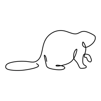 Funny Standing Beaver "One Line Funny Beaver Drawing: Capturing a Charming and Playful Animal with Minimalist Art"