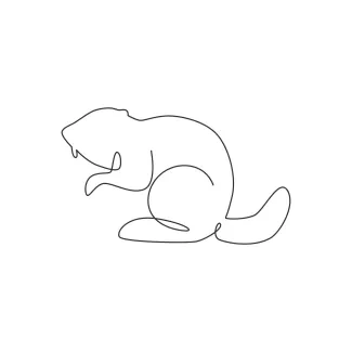 Funny Beaver Drawing: One Line Art with Humor and Charm