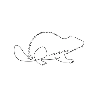One Line Funny Beaver: Simple Drawing for Animal Art Fun