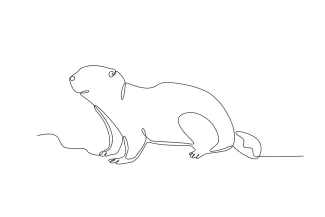 Groundhog "Single Line Groundhog Art: A Simple Way to Illustrate a Burrowing Mammal"