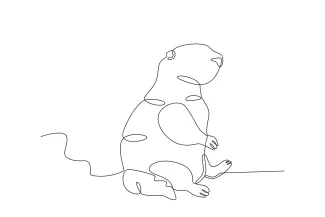 Groundhog Groundhog in Simple Line Art: Fun Animal Drawing for Beginners