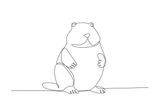 Groundhog Groundhog Simple Line Drawing: Great for Learning Animal Body Shapes