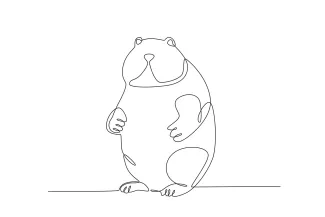 Groundhog Easy Groundhog in One Line: Practice Drawing with Simple Shapes