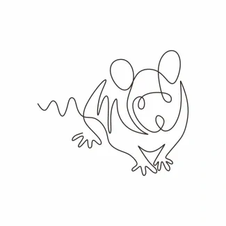 Mouse "Minimalist Mouse Illustration: A One Line Study of Small and Agile Wildlife Figures"