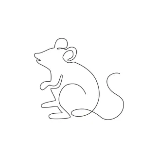 Mouse "Minimalist Mouse Illustration: A One Line Study of Playful and Recognizable Wildlife Forms"