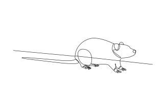 Rat One Line Rat Drawing: Practice Small Animal Shapes with Simple Art Techniques