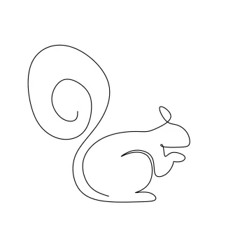 Squirrel "Minimalist Squirrel Sketch: Drawing a Playful Rodent with One Stroke"