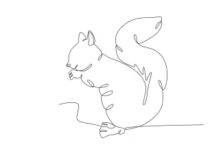 "Continuous Line Squirrel Art: Capturing a Fast and Playful Animal with Simplicity"