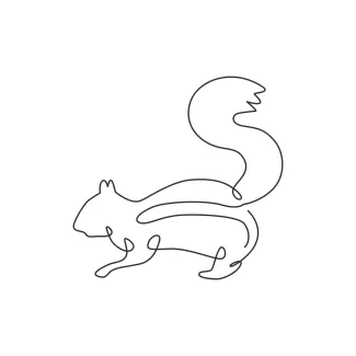 Squirrel "Minimalist Squirrel Sketch: A One Line Study of Agile and Playful Wildlife Figures"