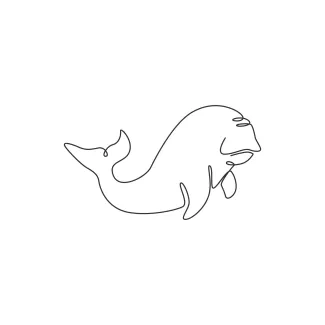 Funny Dugong "One Line Funny Dugong Sketch: A Minimalist Approach to Playful Marine Forms"