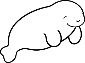 Smiling Manatee "One Line Smiling Manatee Sketch: A Minimalist Approach to Expressive Marine Features"