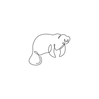 Manatee Easy One Line Manatee Drawing for Learning Smooth Animal Forms