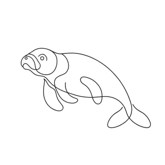 Manatee Animal One Line Manatee Animal Drawing for Building Basic Drawing Confidence