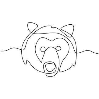 "Minimalist Bear Art: A One Line Study of Powerful and Recognizable Wildlife Figures"