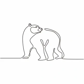 "One Line Bear Art: A Minimalist Approach to Capturing Wildlife Power and Strength"