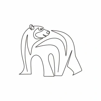 "Minimalist Bear Art: A One Line Study of Strength and Recognizable Wildlife Figures"