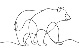 Simple Bear Art in One Line: Practice Drawing Strong Mammals
