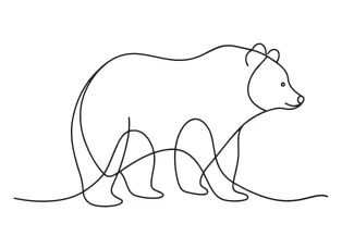 Bear One Line Drawing: Learn Nature Art with a Simple Style