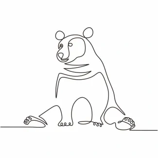 "One Line Bear Illustration: A Simplified Approach to Capturing Wildlife Strength"