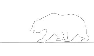 "Minimalist Bear Drawing: Illustrating a Forest Giant with One Continuous Stroke"