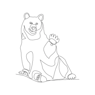 "One Line Bear Drawing: Expressing Strength and Simplicity in Minimalist Art"