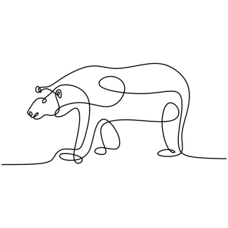 "One Line Bear Drawing: A Minimalist Approach to Capturing Strength and Presence"