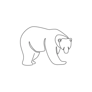 Simple Bear Drawing in One Line: Great for Exploring Big Animal Shapes