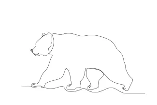Bear in Simple Line Art: Practice Drawing Large Forest Animals Easily