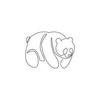 One Line Drawing of Panda Bear: A Gentle Animal to Practice Round Forms
