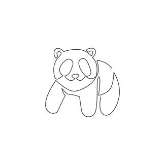 Panda Bear / Giant Panda Giant Panda in One Line Art: Build Drawing Focus with a Calm, Familiar Animal
