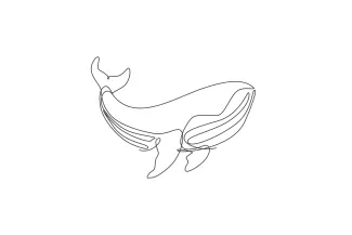 Giant Blue Whale "One Line Giant Blue Whale Drawing: Capturing Immense Ocean Presence with Minimalist Art"