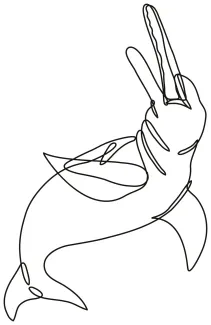 "Minimalist Amazon River Dolphin Illustration: Depicting a Rare and Beautiful Creature with One Line Art"