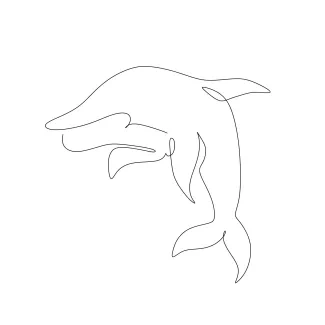 Ocean Dolphin One Line Drawing: Simple Animal Art for Kids