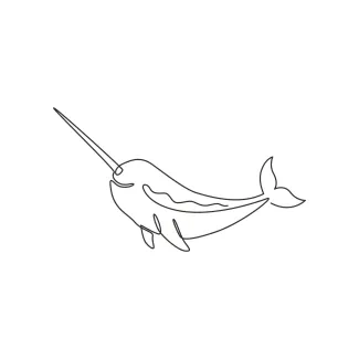 "One Line Narwhal Illustration: Expressing Elegance and Motion with Minimalist Techniques"