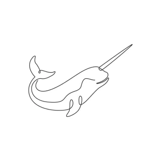 "Continuous Line Narwhal Drawing: Depicting an Arctic Wonder with Minimalist Techniques"