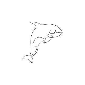 "Minimalist Big Orca Sketch: Illustrating a Majestic Marine Predator with One Line Art"